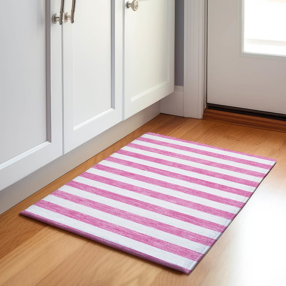 Premium Machine Washable Mayfield  Pink 1'8" x 2'6" Rug. Picture 5
