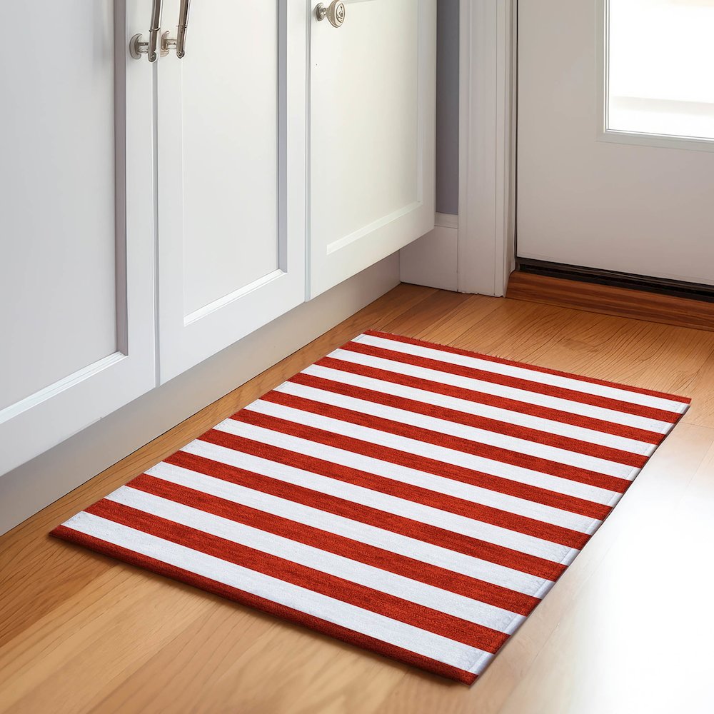 Premium Machine Washable Mayfield  Red 1'8" x 2'6" Rug. Picture 5