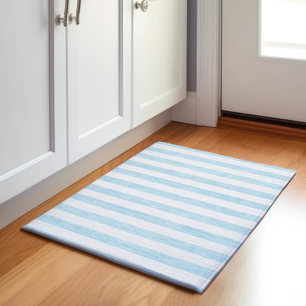 Premium Machine Washable Mayfield  Sky 1'8" x 2'6" Rug. Picture 5