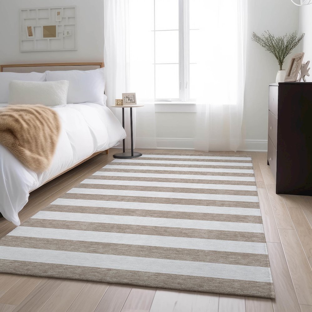 Premium Machine Washable Mayfield  Taupe 2'6" x 3'10" Rug. Picture 5