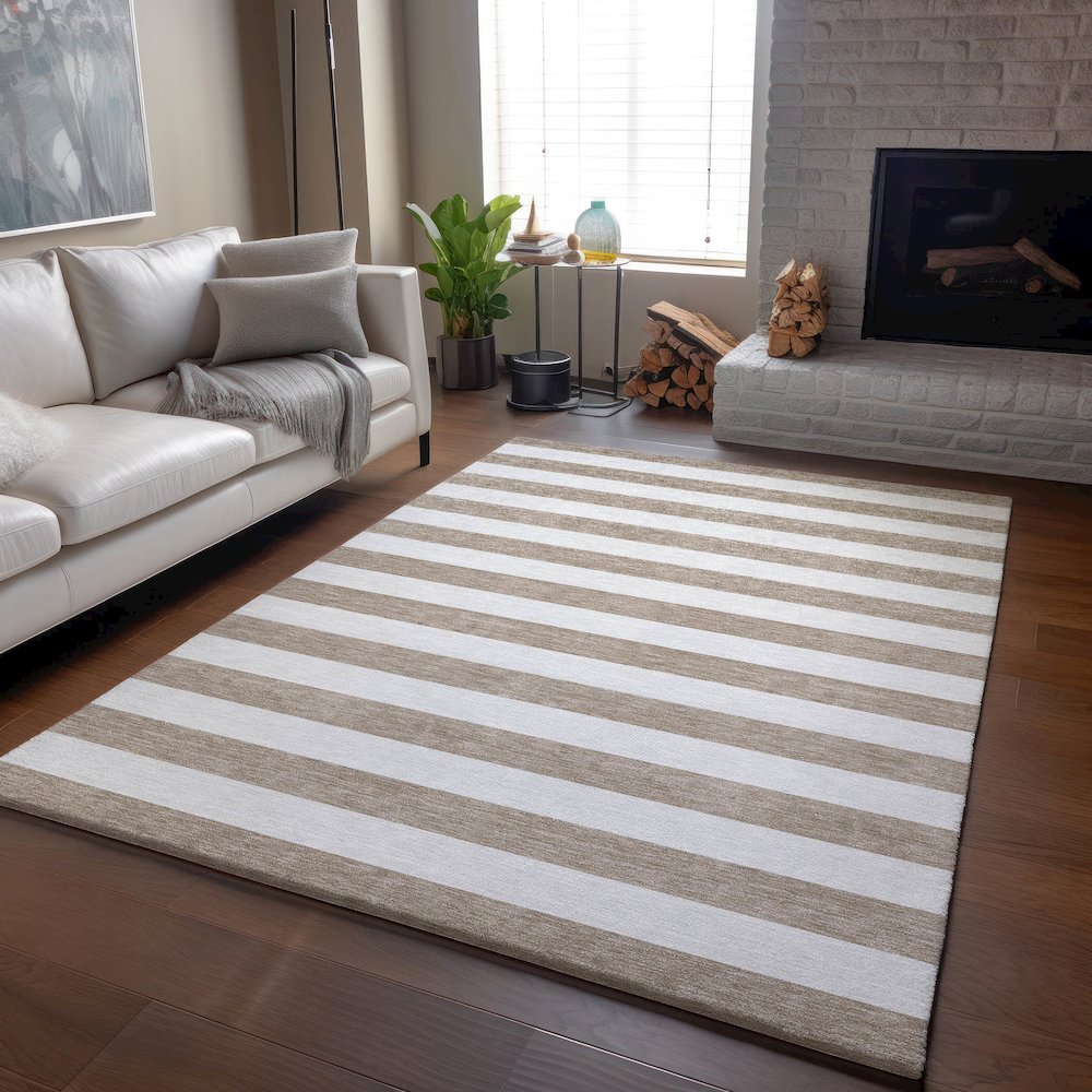 Premium Machine Washable Mayfield  Taupe 2'6" x 3'10" Rug. Picture 6