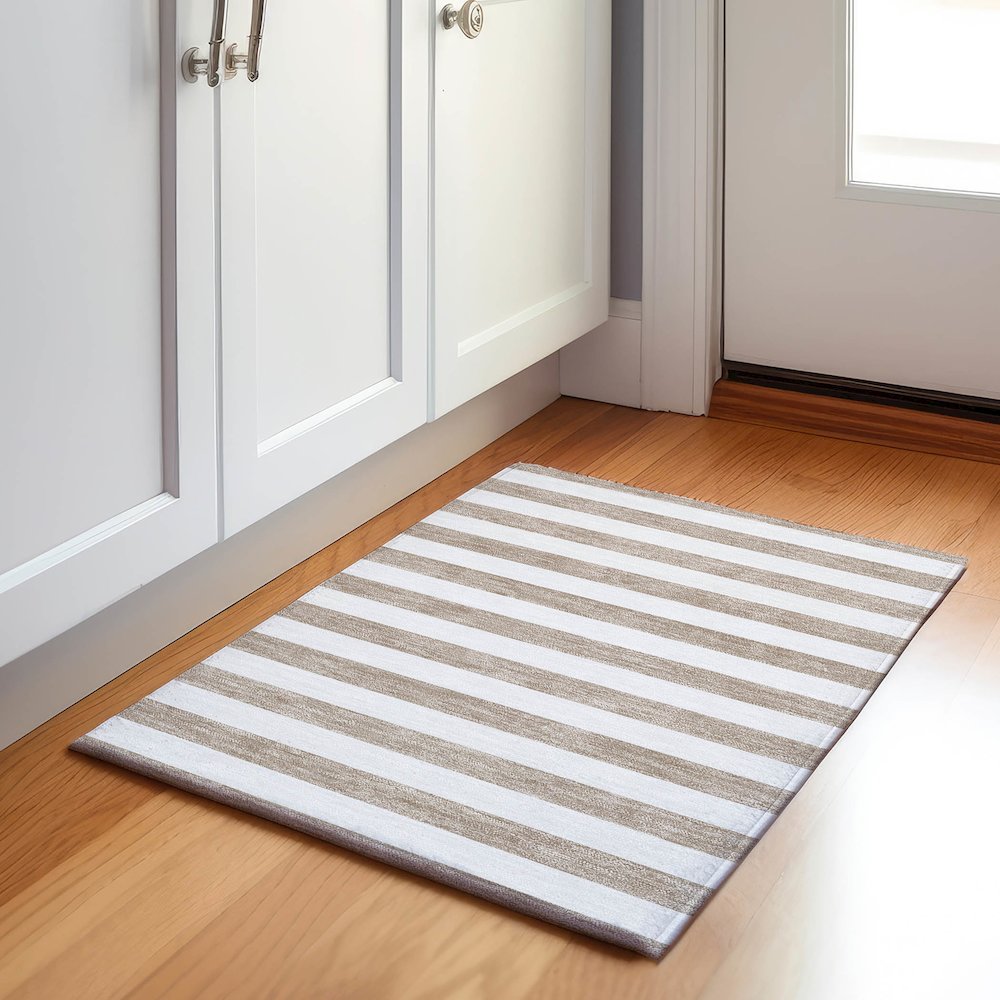 Premium Machine Washable Mayfield  Taupe 1'8" x 2'6" Rug. Picture 5