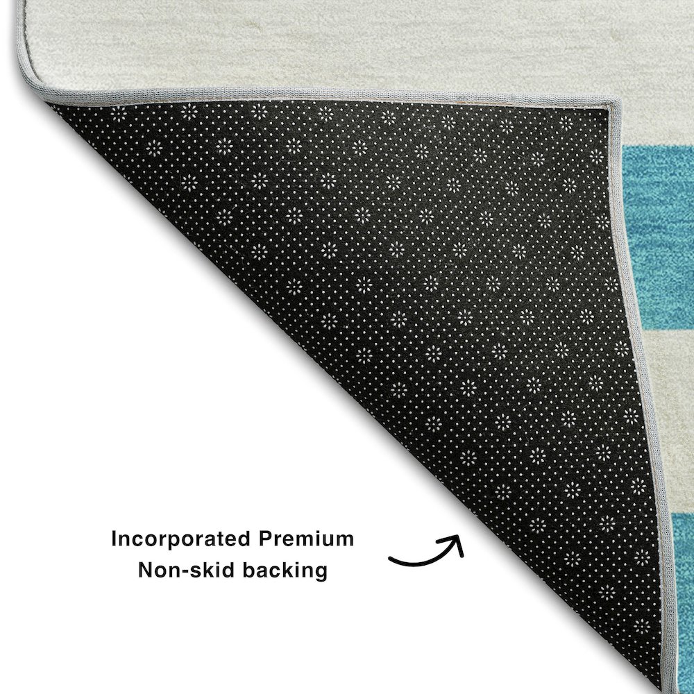 Premium Machine Washable Mayfield  Teal 1'8" x 2'6" Rug. Picture 2