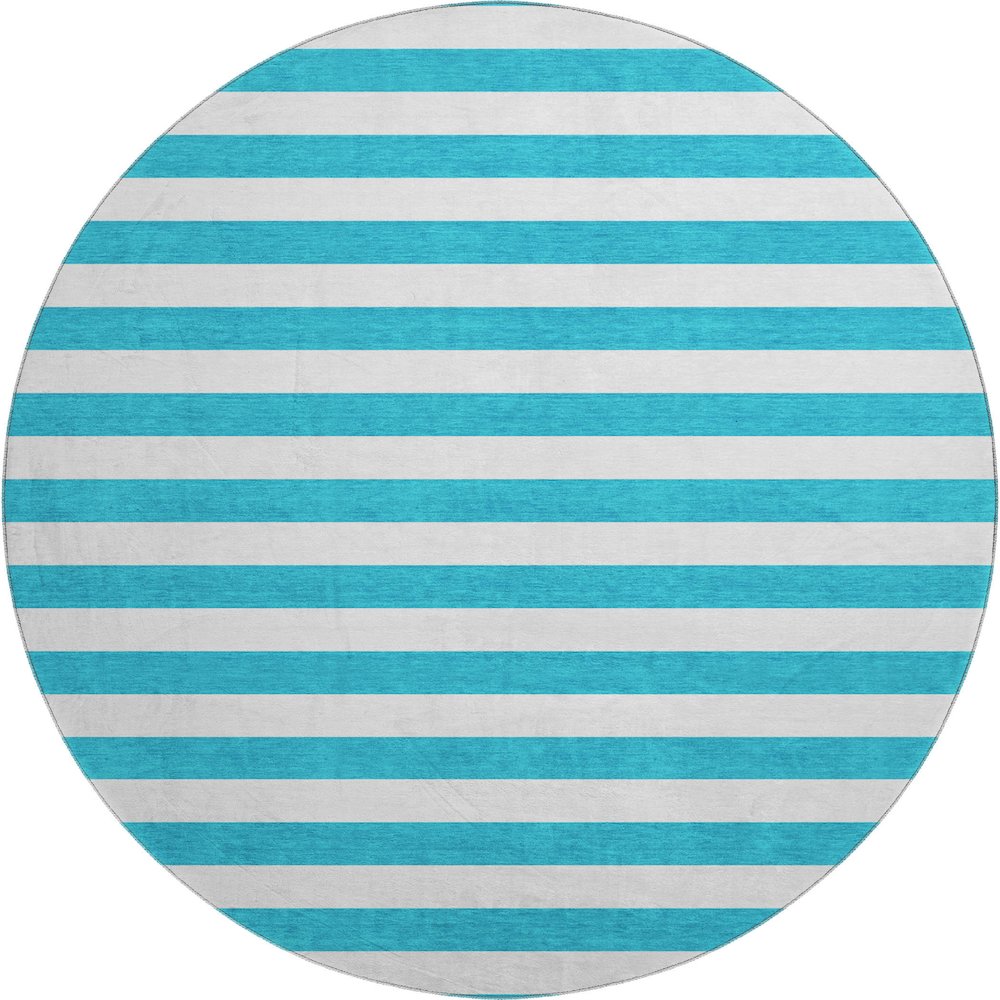 Premium Machine Washable Mayfield  Teal 8' x 8' Round Rug. Picture 1