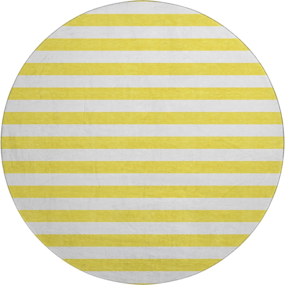 Premium Machine Washable Mayfield  Yellow 8' x 8' Round Rug. Picture 1