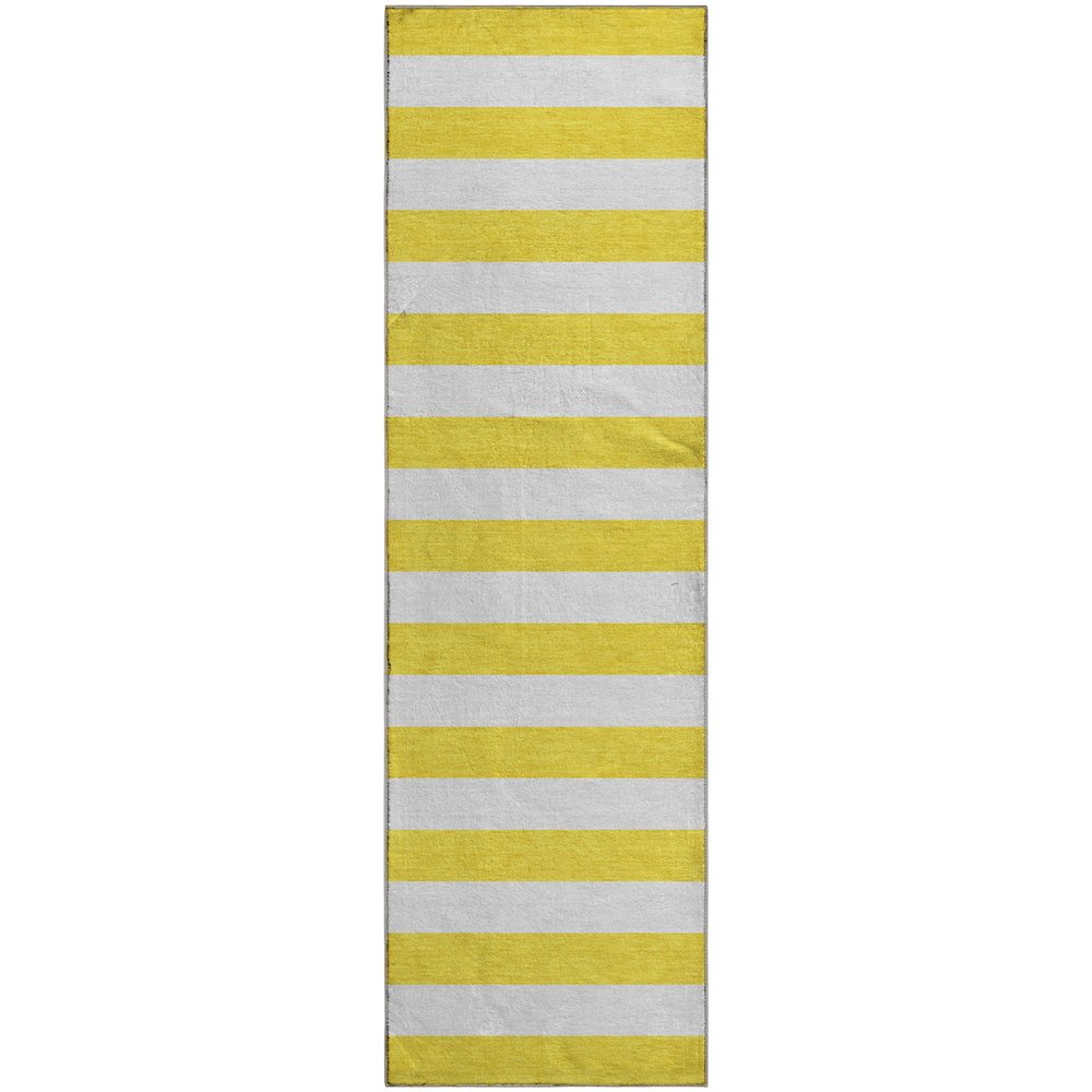 Premium Machine Washable Mayfield  Yellow 2'3" x 7'6" Runner Rug. Picture 1