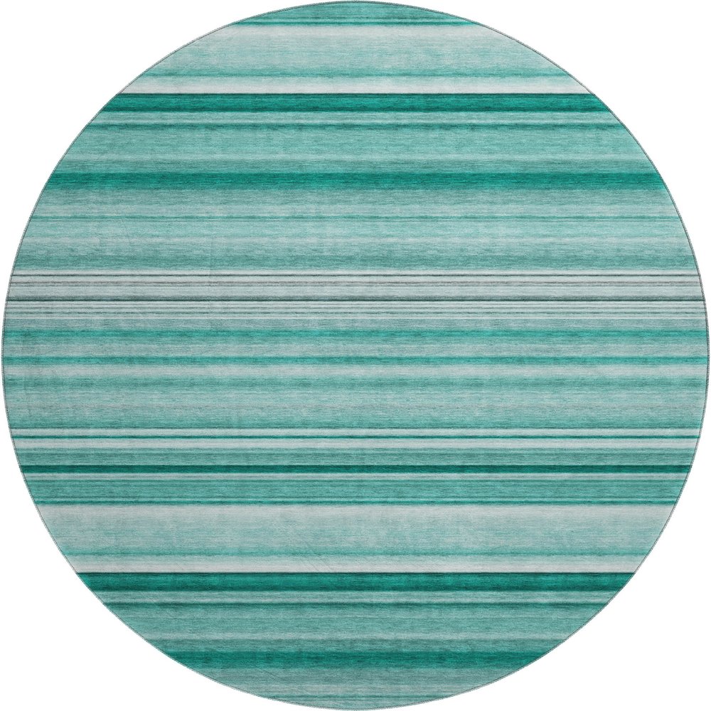 Premium Machine Washable Mayfield  Aqua 8' x 8' Round Rug. Picture 1