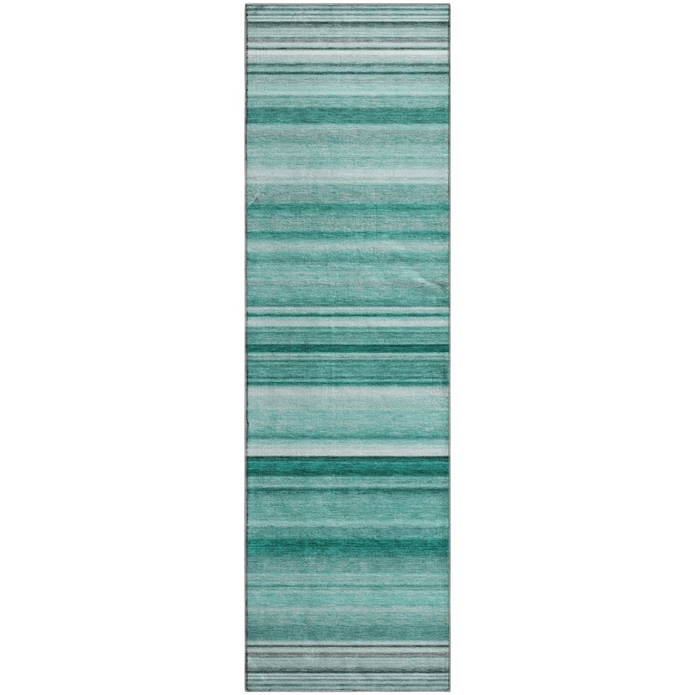 Premium Machine Washable Mayfield  Aqua 2'3" x 7'6" Runner Rug. Picture 1