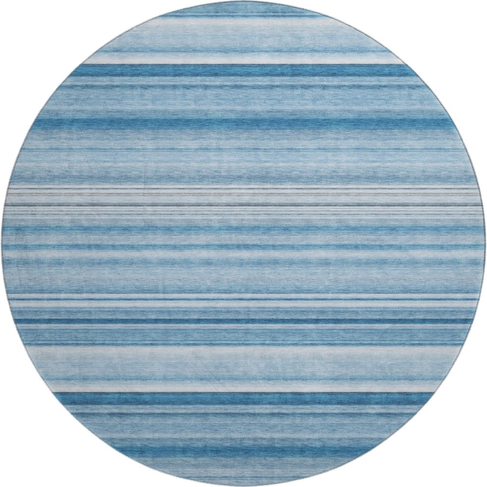 Premium Machine Washable Mayfield  Blue 8' x 8' Round Rug. Picture 1