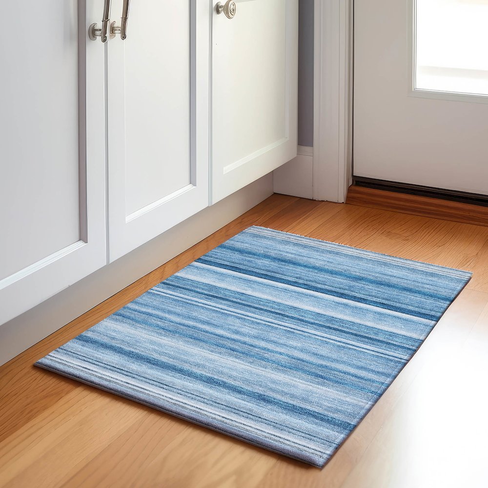 Premium Machine Washable Mayfield  Blue 1'8" x 2'6" Rug. Picture 5