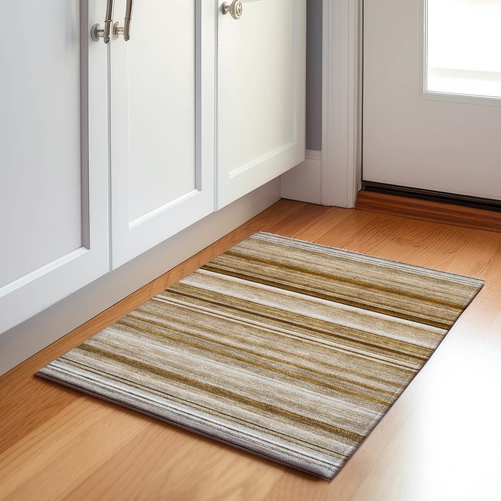 Premium Machine Washable Mayfield  Chocolate 1'8" x 2'6" Rug. Picture 5