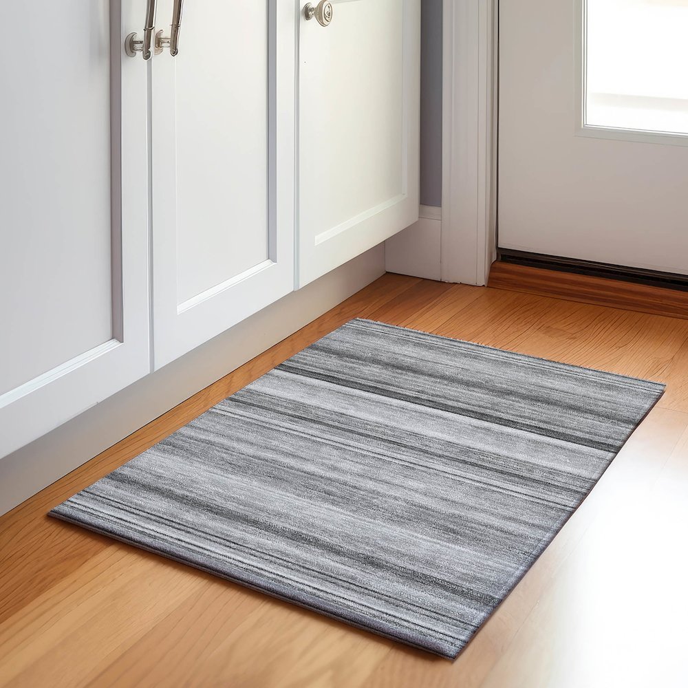 Premium Machine Washable Mayfield  Gray 1'8" x 2'6" Rug. Picture 5