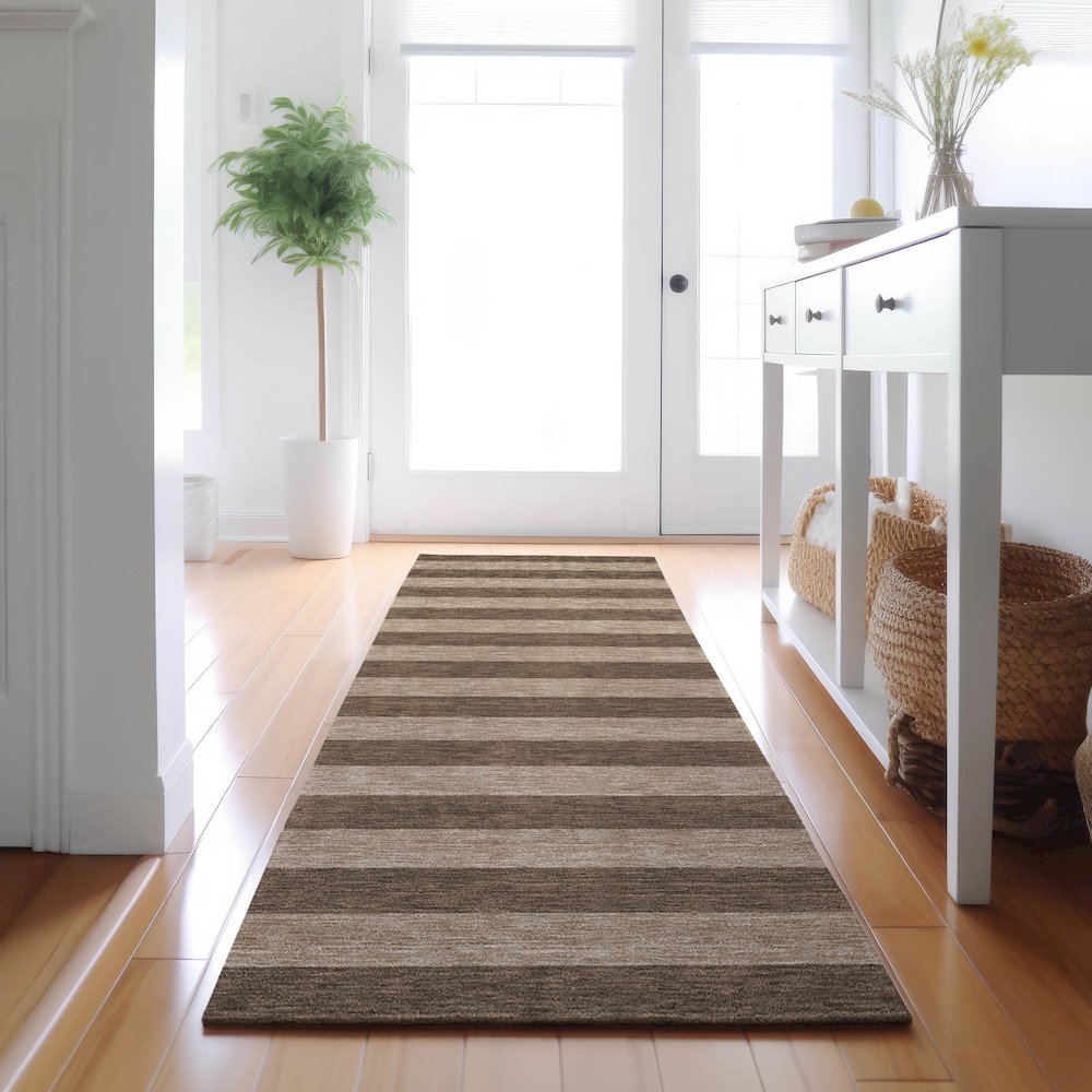 Premium Machine Washable Mayfield  Coffee 2'3" x 7'6" Runner Rug. Picture 5