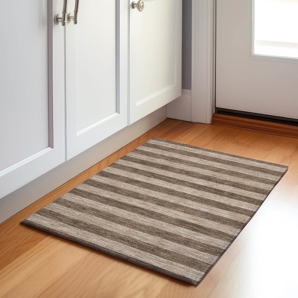 Premium Machine Washable Mayfield  Coffee 1'8" x 2'6" Rug. Picture 5