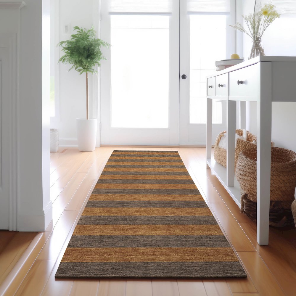 Premium Machine Washable Mayfield  Fudge 2'3" x 7'6" Runner Rug. Picture 5