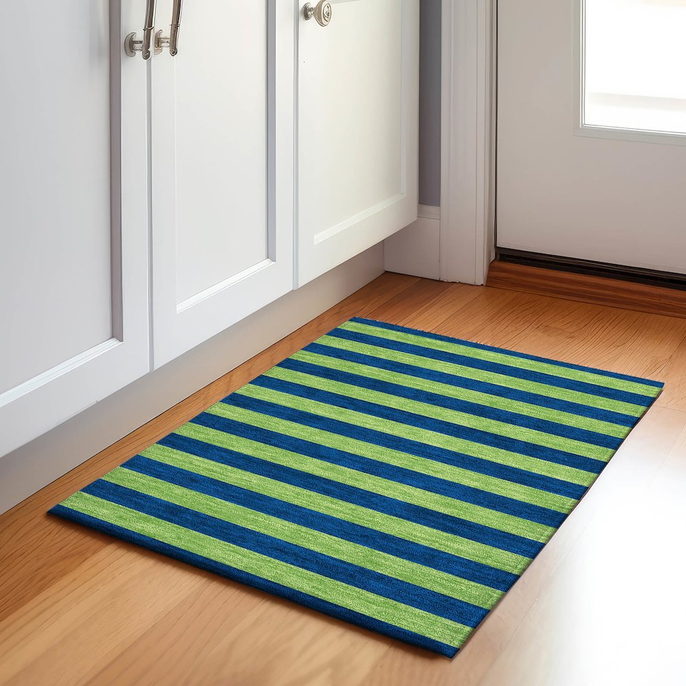 Premium Machine Washable Mayfield  Navy 1'8" x 2'6" Rug. Picture 5