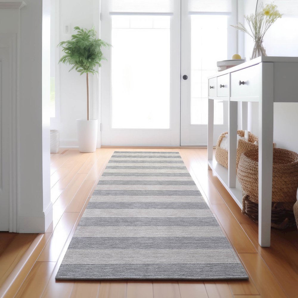 Premium Machine Washable Mayfield  Pewter 2'3" x 7'6" Runner Rug. Picture 5