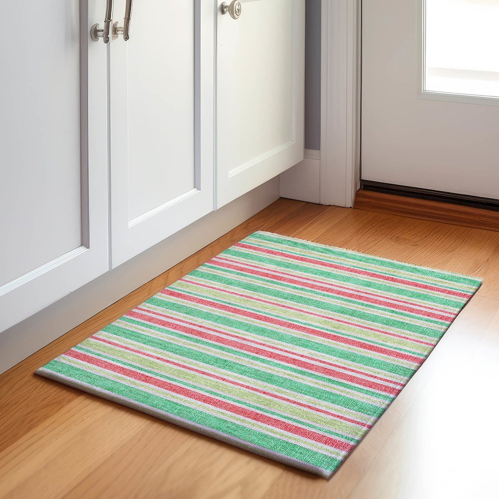 Premium Machine Washable Mayfield  Green 1'8" x 2'6" Rug. Picture 5