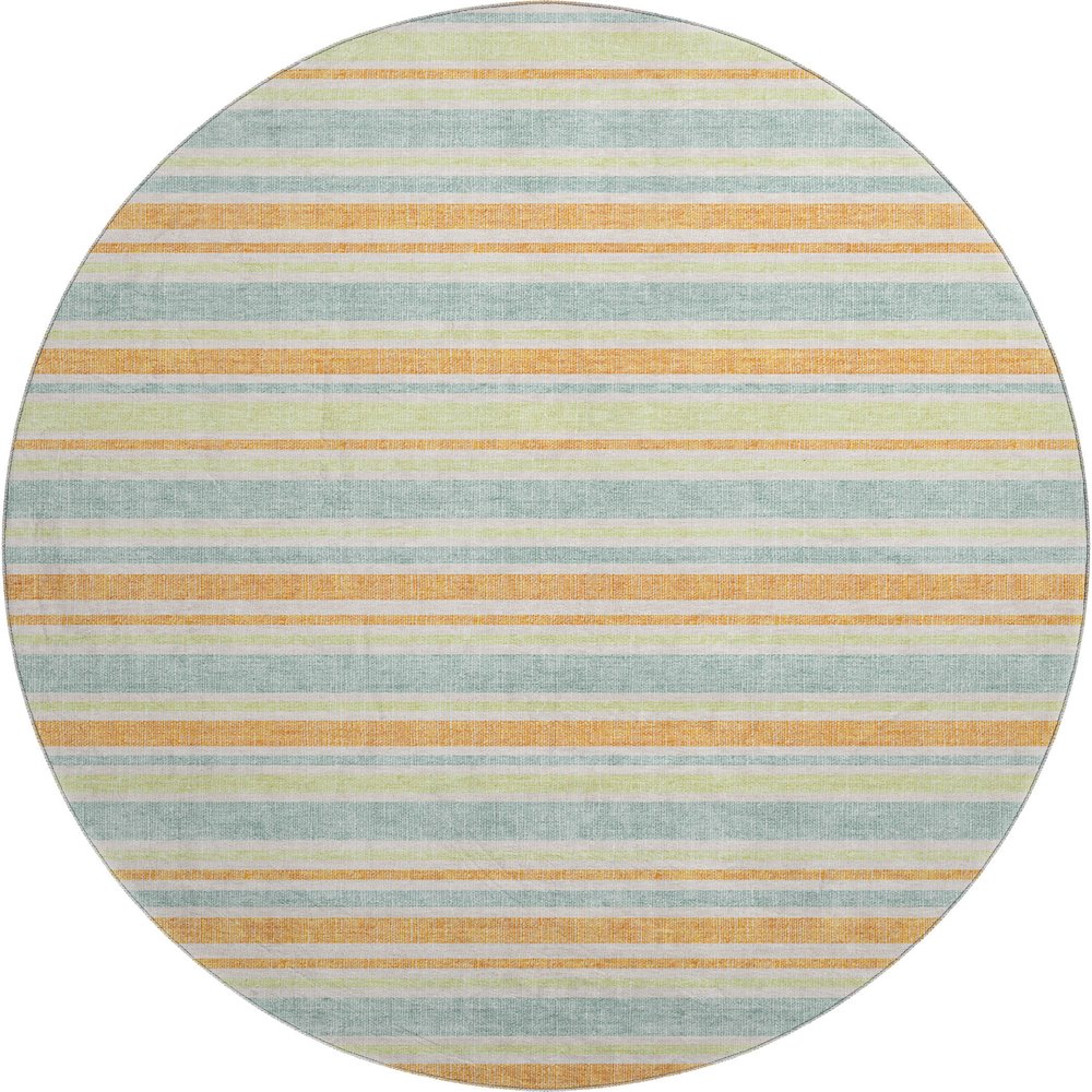 Premium Machine Washable Mayfield  Orange 8' x 8' Round Rug. Picture 1