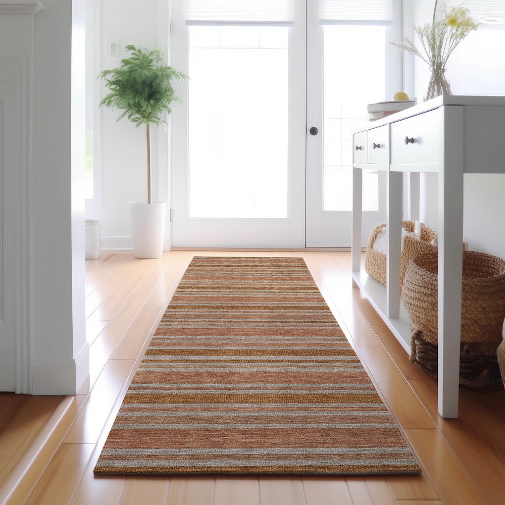 Premium Machine Washable Mayfield  Paprika 2'3" x 7'6" Runner Rug. Picture 5