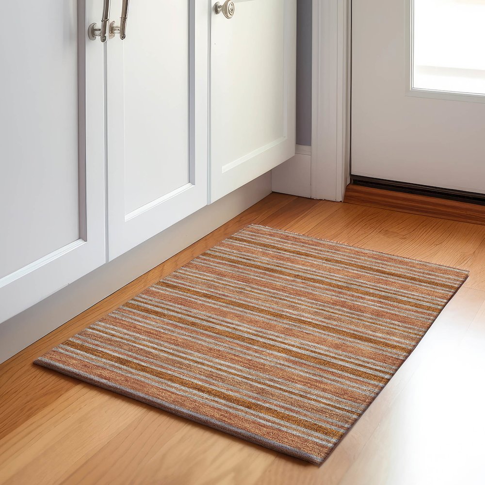 Premium Machine Washable Mayfield  Paprika 1'8" x 2'6" Rug. Picture 5