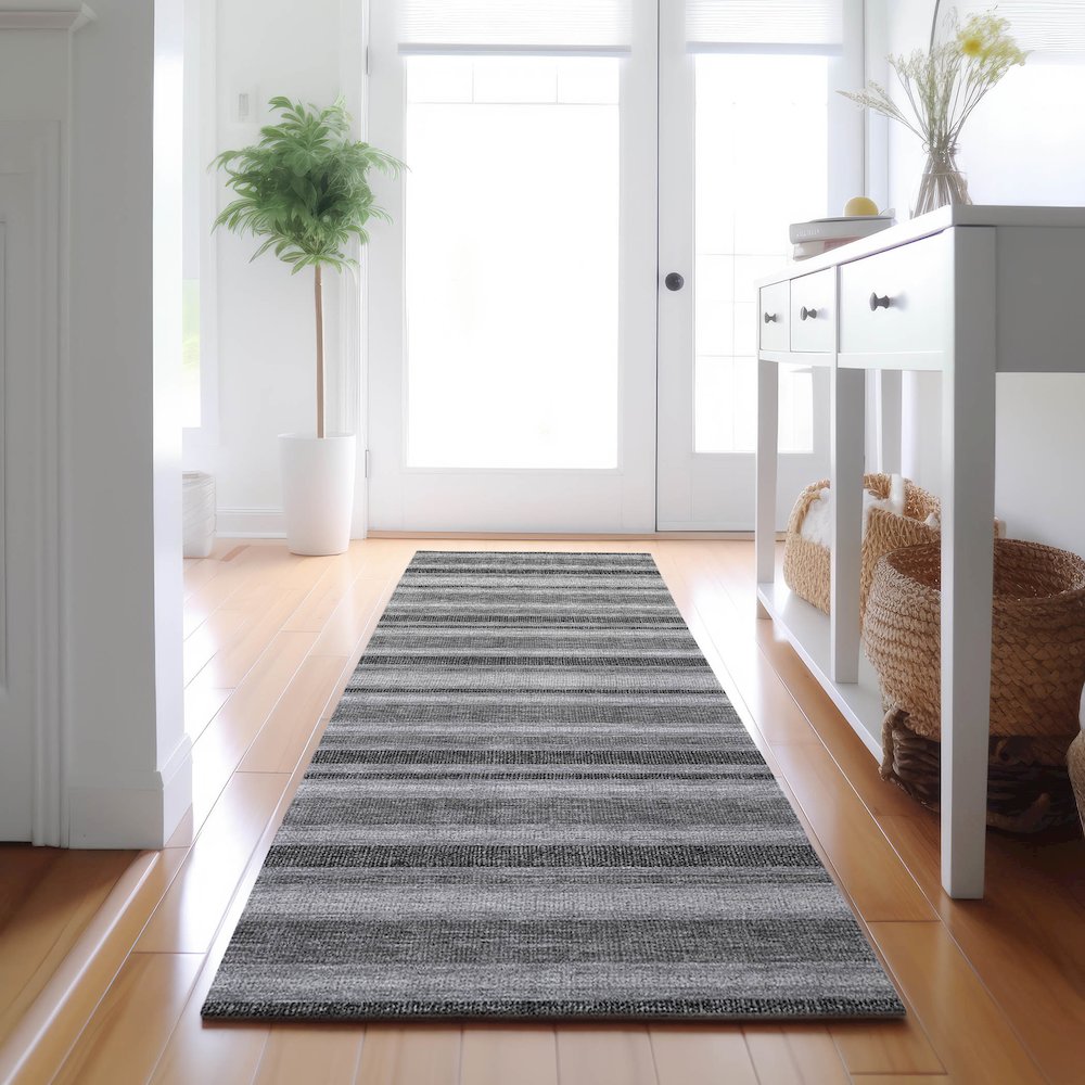 Premium Machine Washable Mayfield  Silver 2'3" x 7'6" Runner Rug. Picture 5