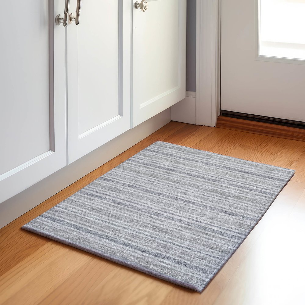 Premium Machine Washable Mayfield  Silver 1'8" x 2'6" Rug. Picture 5