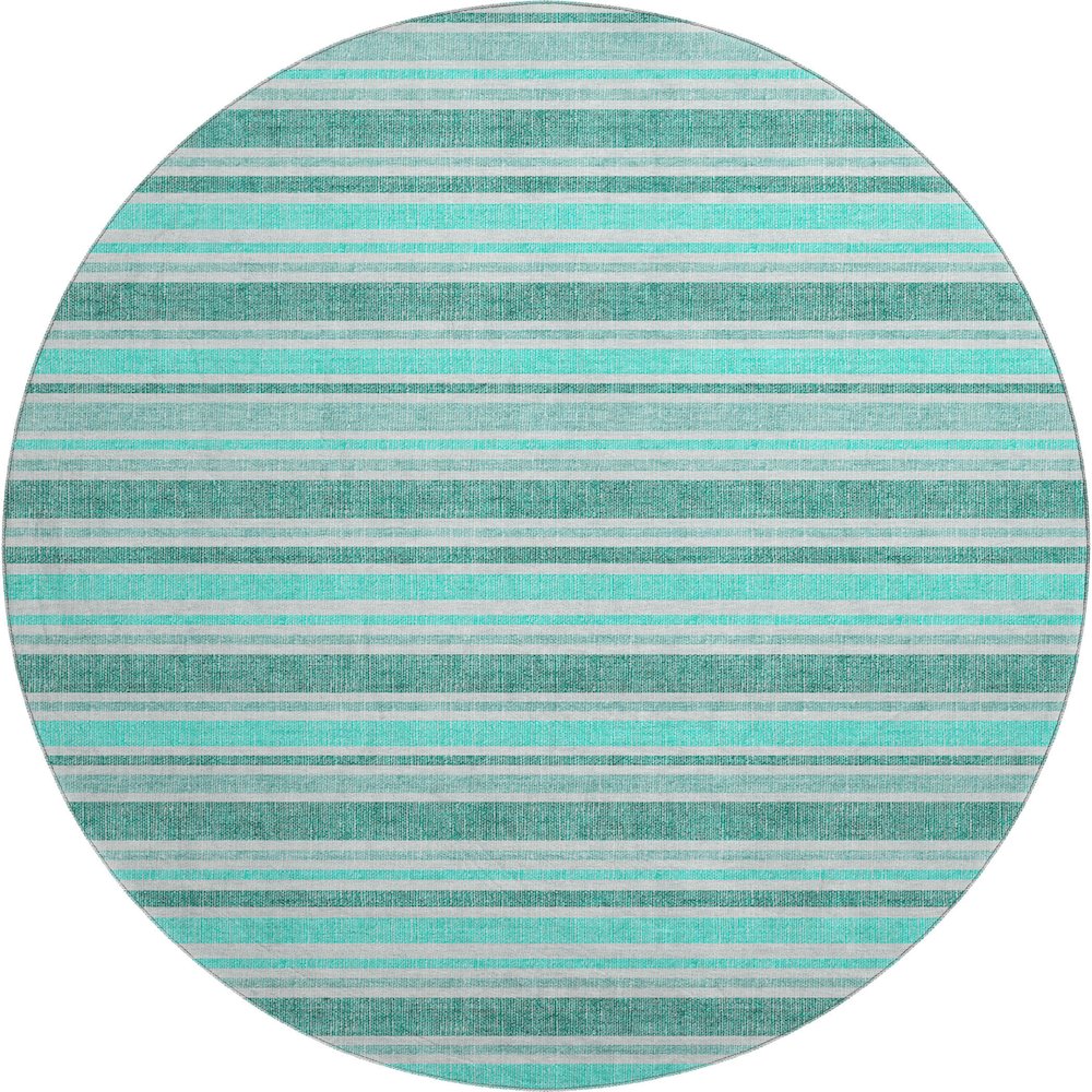 Premium Machine Washable Mayfield  Turquoise 8' x 8' Round Rug. Picture 1