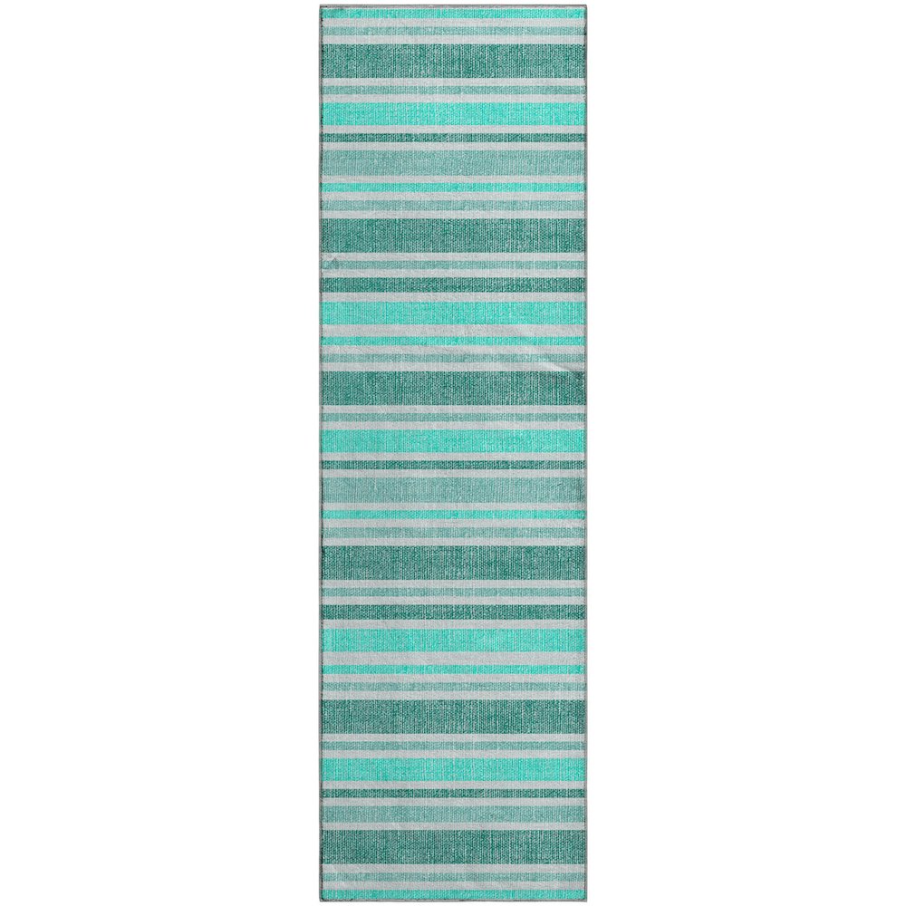 Premium Machine Washable Mayfield  Turquoise 2'3" x 7'6" Runner Rug. Picture 1