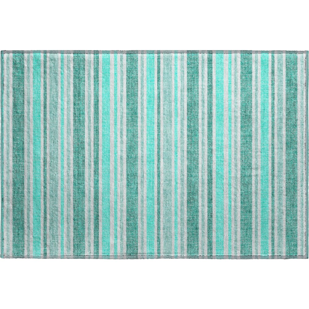 Premium Machine Washable Mayfield  Turquoise 1'8" x 2'6" Rug. Picture 1