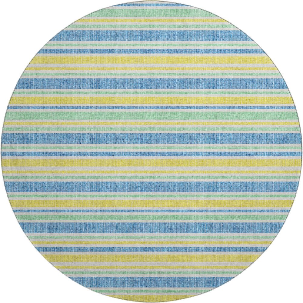 Premium Machine Washable Mayfield  Yellow 8' x 8' Round Rug. Picture 1