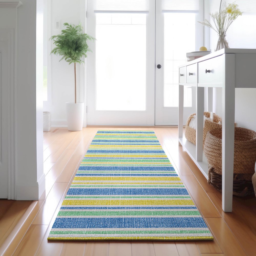 Premium Machine Washable Mayfield  Yellow 2'3" x 7'6" Runner Rug. Picture 5