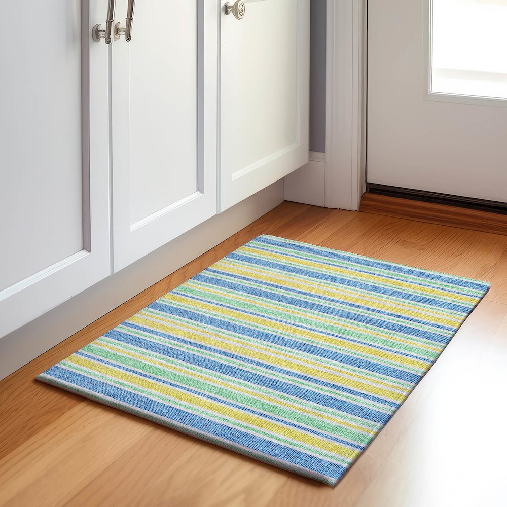 Premium Machine Washable Mayfield  Yellow 1'8" x 2'6" Rug. Picture 5