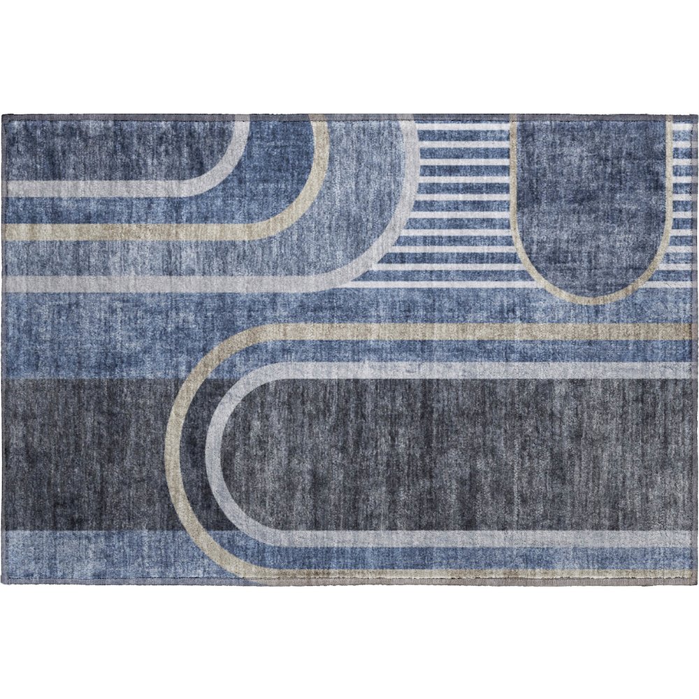 Premium Machine Washable Mayfield  Navy 1'8" x 2'6" Rug. Picture 1