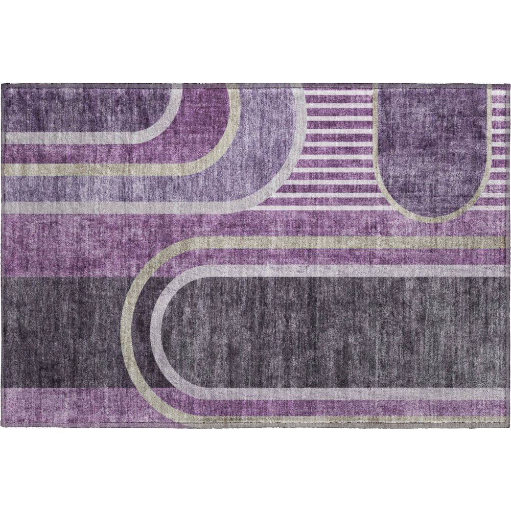 Premium Machine Washable Mayfield  Purple 1'8" x 2'6" Rug. Picture 1