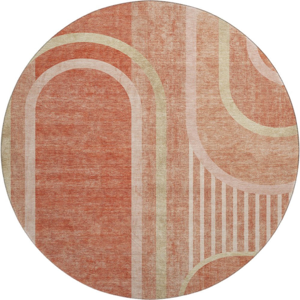 Premium Machine Washable Mayfield  Salmon 8' x 8' Round Rug. Picture 1