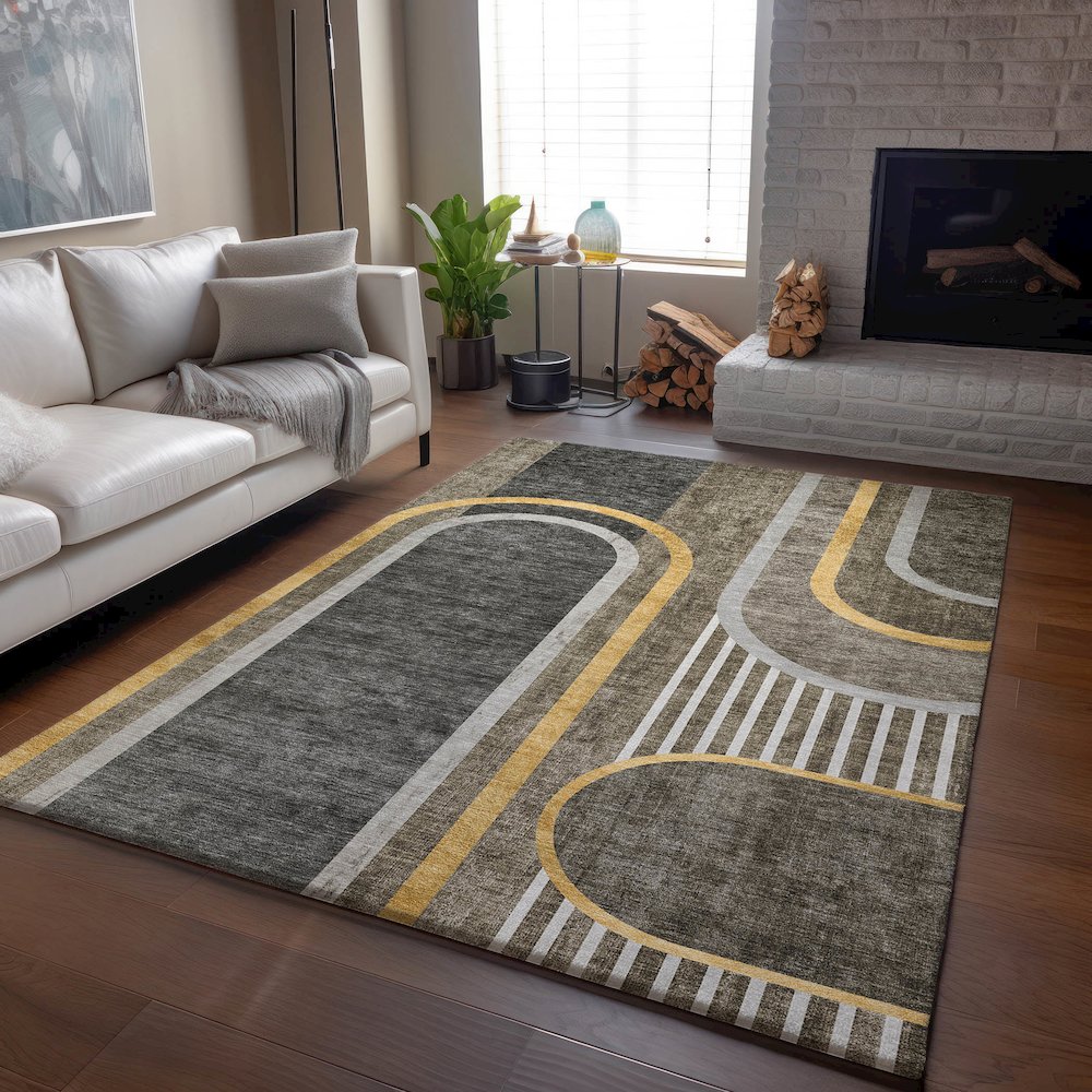 Premium Machine Washable Mayfield  Taupe 2'6" x 3'10" Rug. Picture 6