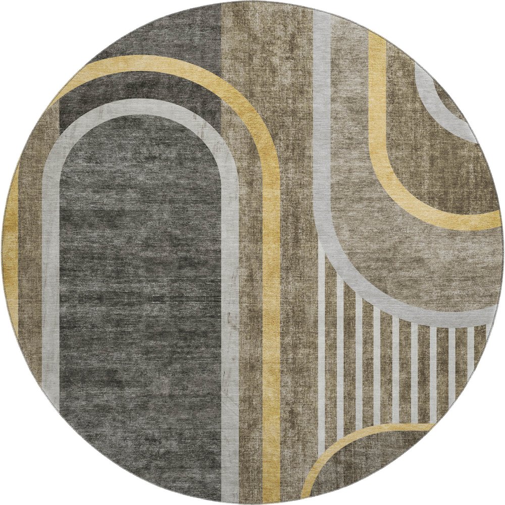 Premium Machine Washable Mayfield  Taupe 8' x 8' Round Rug. Picture 1