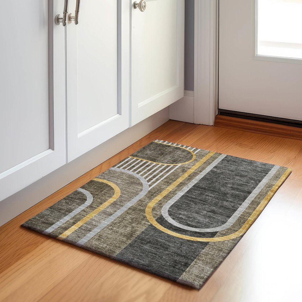 Premium Machine Washable Mayfield  Taupe 1'8" x 2'6" Rug. Picture 5
