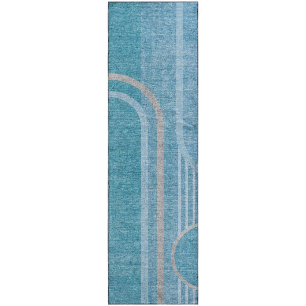 Premium Machine Washable Mayfield  Teal 2'3" x 7'6" Runner Rug. Picture 1
