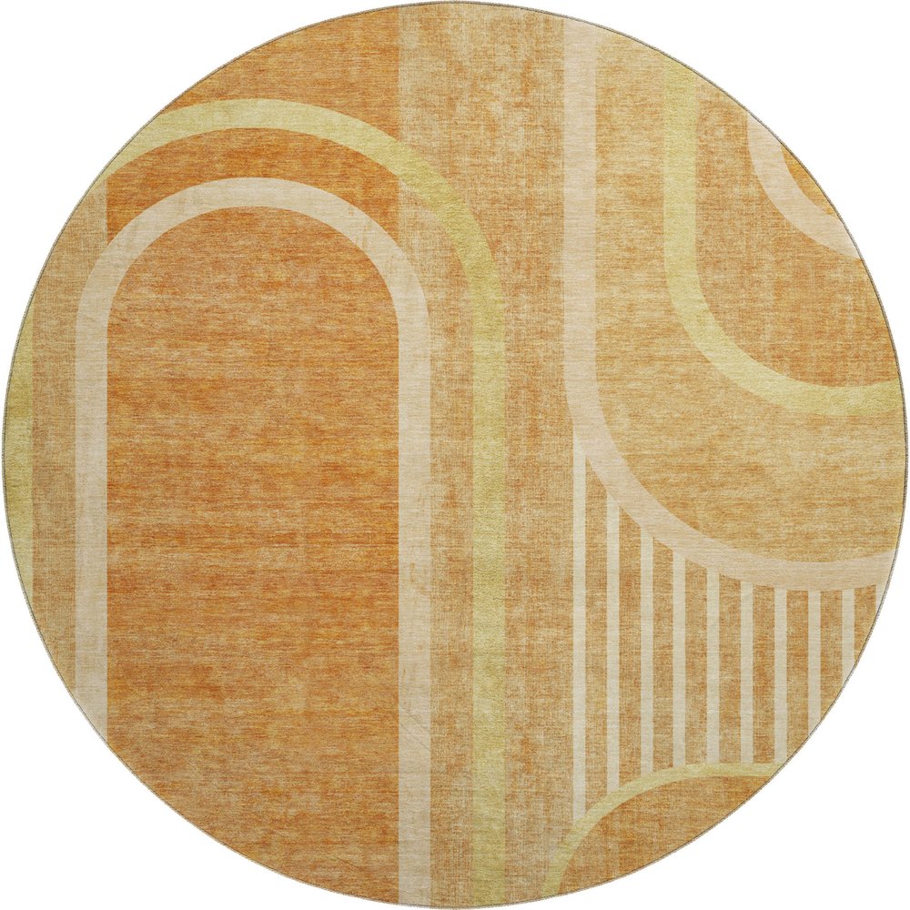 Premium Machine Washable Mayfield  Terracotta 8' x 8' Round Rug. Picture 1