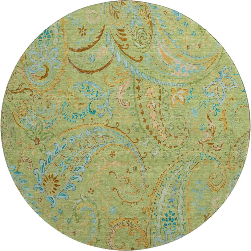 Premium Machine Washable Mayfield  Aloe 8' x 8' Round Rug. Picture 1