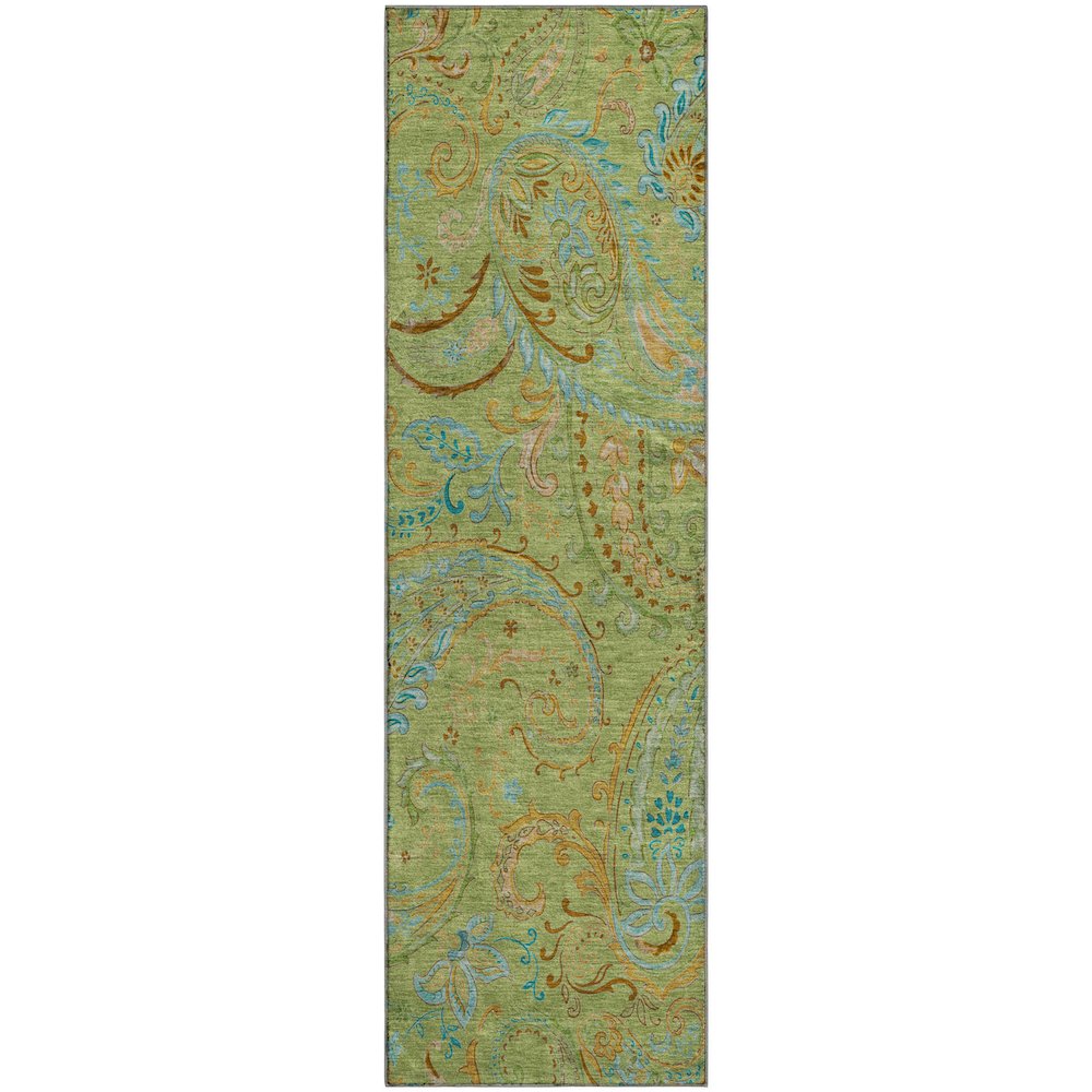 Premium Machine Washable Mayfield  Aloe 2'3" x 7'6" Runner Rug. Picture 1