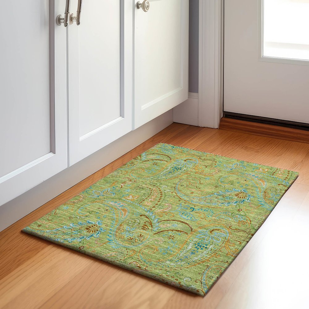 Premium Machine Washable Mayfield  Aloe 1'8" x 2'6" Rug. Picture 5