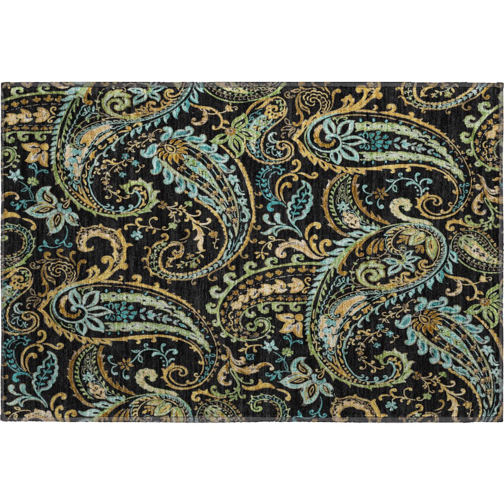 Premium Machine Washable Mayfield  Black 1'8" x 2'6" Rug. Picture 1