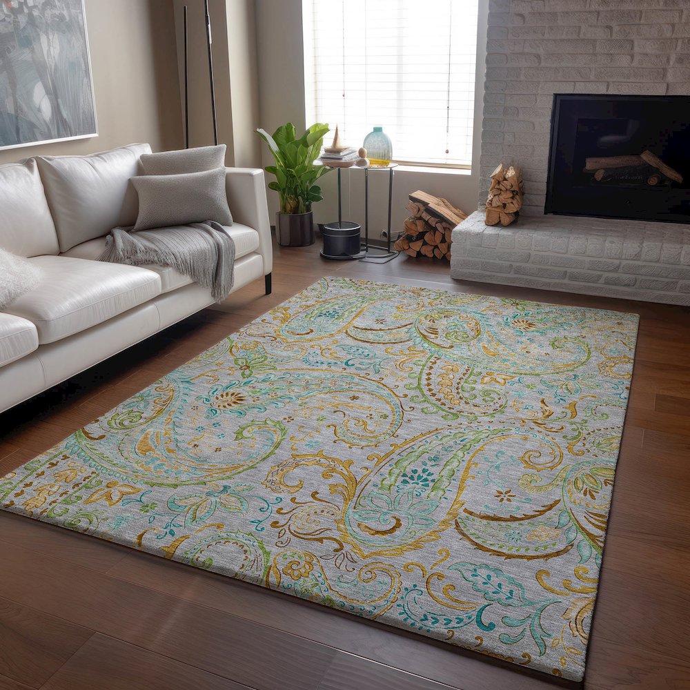 Premium Machine Washable Mayfield  Gray 2'6" x 3'10" Rug. Picture 6