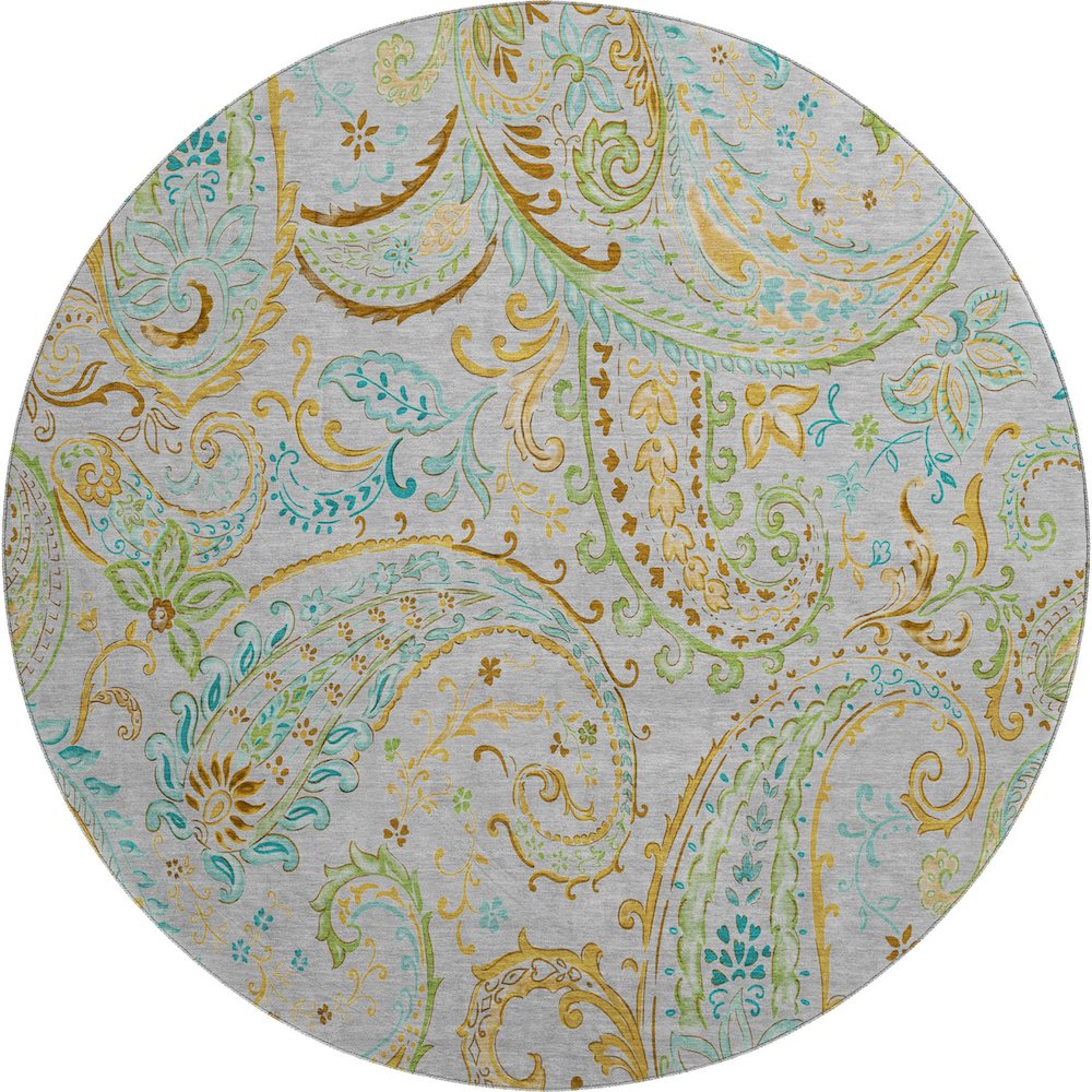 Premium Machine Washable Mayfield  Gray 8' x 8' Round Rug. Picture 1