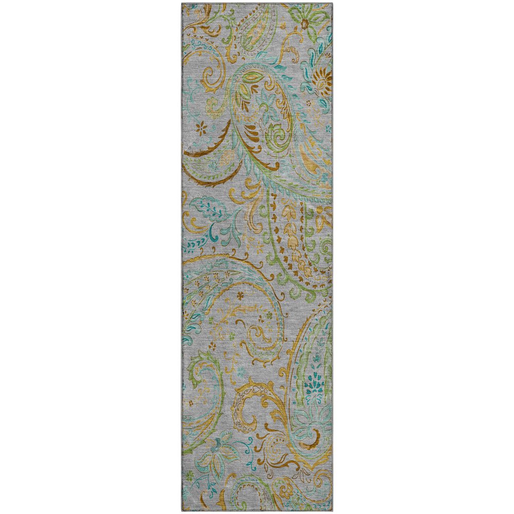 Premium Machine Washable Mayfield  Gray 2'3" x 7'6" Runner Rug. Picture 1