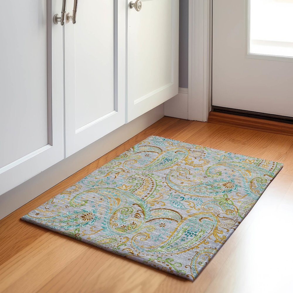 Premium Machine Washable Mayfield  Gray 1'8" x 2'6" Rug. Picture 5