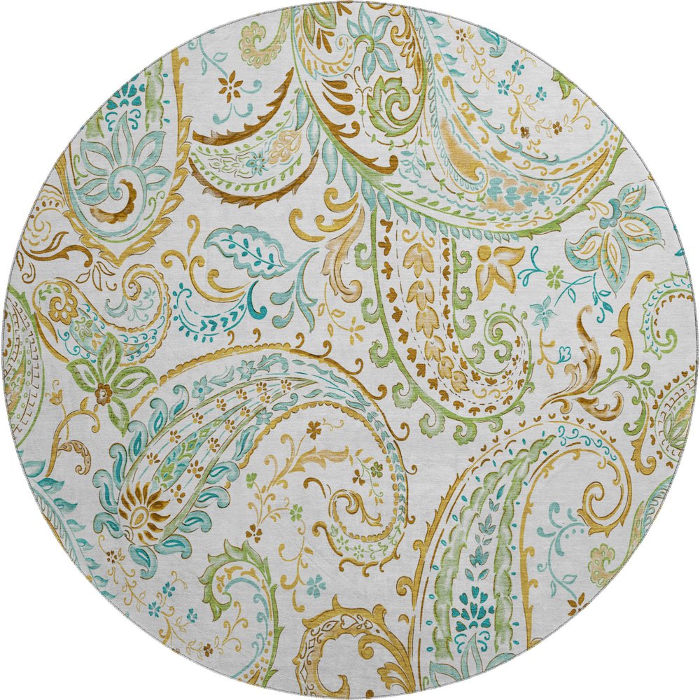 Premium Machine Washable Mayfield  Ivory 8' x 8' Round Rug. Picture 1
